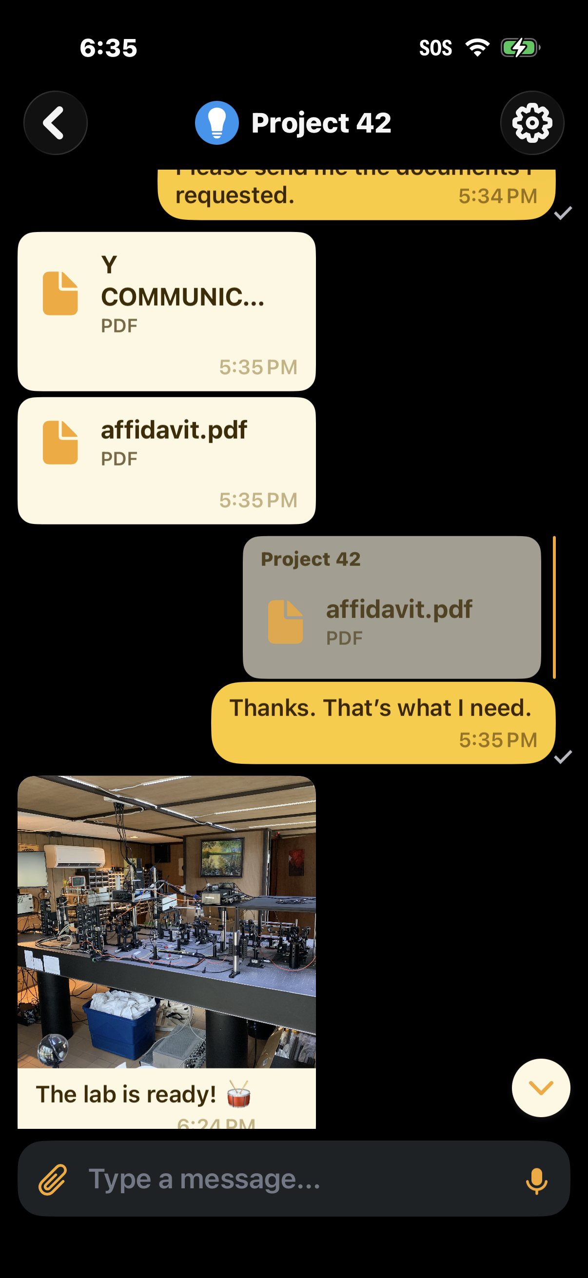 Y Communicator iOS chat view screenshot